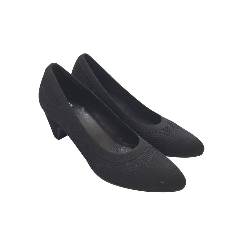 Eileen Fisher Kiss Black Mesh Knit Block Heel Professional Career Pump Shoe 8.5